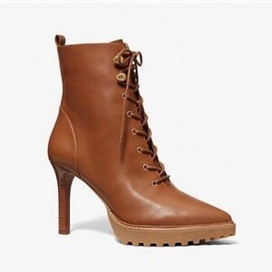 Michael Kors Tan Heeled Lace-Up Boots